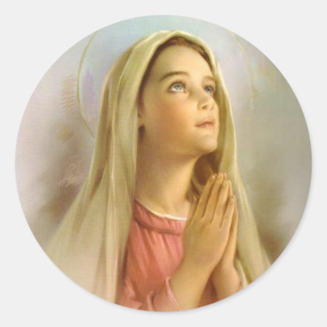 Sticker Rond Sainte Vierge Marie Religieuse (Devant)