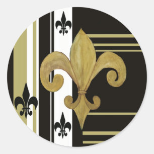 Sticker Rond Saints Noir et Or Fleur de lis
