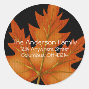 Sticker Rond Saison automnale de la feuille d'orange - Étiquett