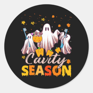 Sticker Rond Saison Cavité Halloween DANT Fantômes Dentaires Et