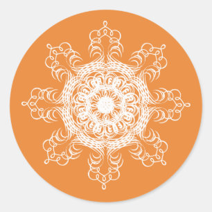 Sticker Rond Saison d'automne de Mandala Citrouille Watercolor