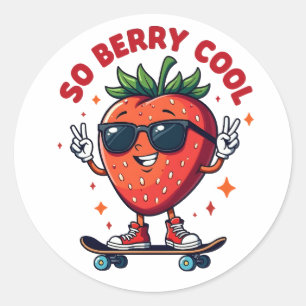 Sticker Rond Saison de fraises Cool Berry