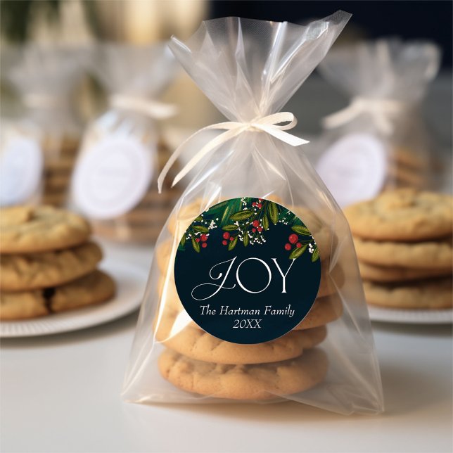 Sticker Rond Saison de joie Noël personnalisé (Créateur téléchargé)