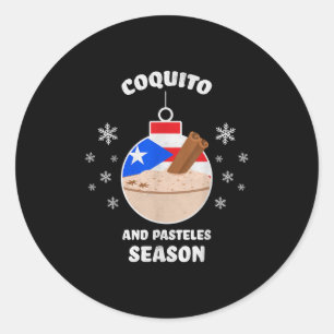 Sticker Rond Saison de Noël à Porto Rico Coquito et Pasteles