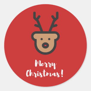 Sticker Rond Saison de vacances, Noël, Jolie Reindeer