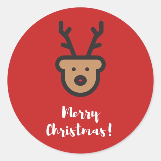 Sticker Rond Saison de vacances, Noël, Jolie Reindeer (Devant)