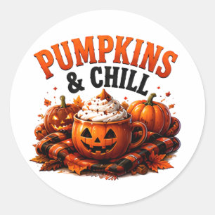 Sticker Rond 🎃 Saison des citrouilles cosy Citation Halloween