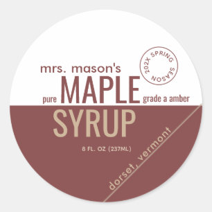 Sticker Rond Saison printemps Kraft et rouge avec sirop d'érabl