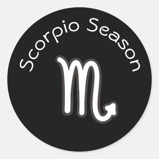 Sticker Rond Saison Scorpienne Astrologie Zodiac Signal Noir (Devant)