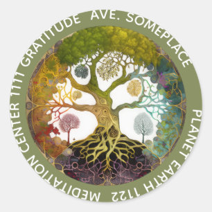 Sticker Rond Saisons   Arbre de Vie