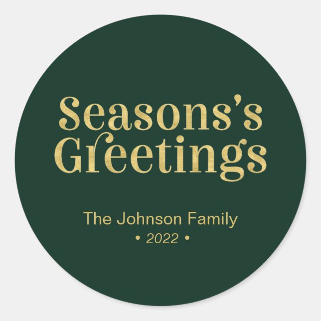 Sticker Rond Saisons d'or et de vert Salutation Noël (Devant)
