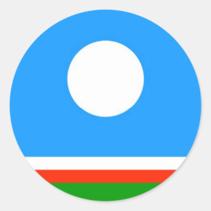 Sticker Rond Sakha région du drapeau ethnique pays russie Yakut