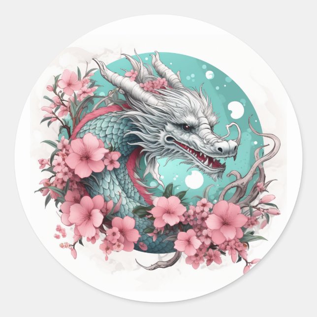 Sticker Rond Sakura Dragon (Devant)