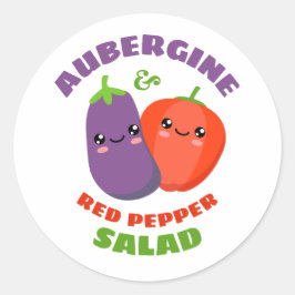 Sticker Rond Salade d'aubergine et de poivre rouge
