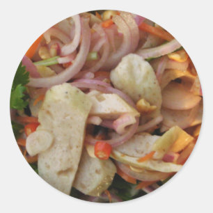 Sticker Rond Salade de Saucisses épicées thaïlandaises ... Alim