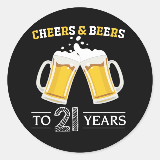 Sticker Rond Salades et bières à 21 ans (Devant)