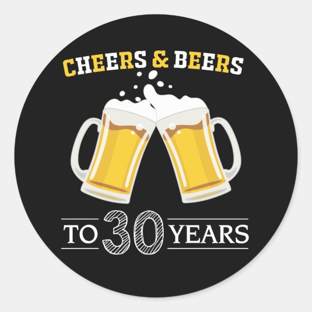 Sticker Rond Salades et bières à 30 ans (Devant)