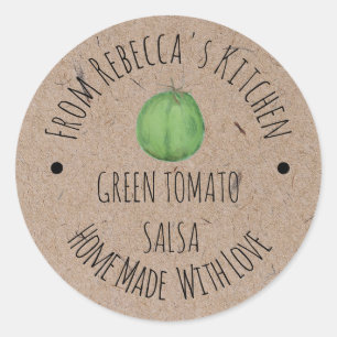 Sticker Rond Salas de tomates vertes maison personnalisés