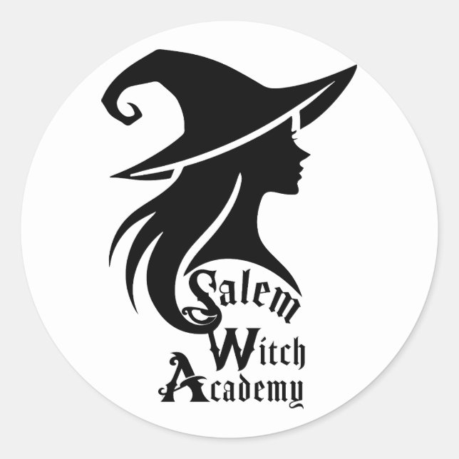 Sticker Rond Salem Witch Academy Wiccan sorcières fête d'Hallow (Devant)
