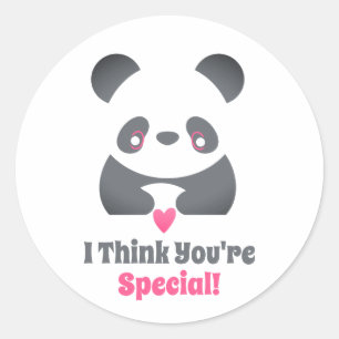 Sticker Rond Salle de classe Saint-Valentin mignonne Panda Coeu