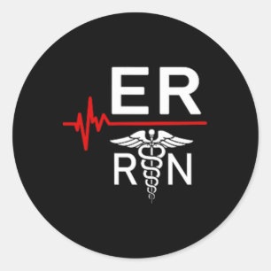 Sticker Rond Salle d'urgence Infirmière inscrite Cadeau Er Hear