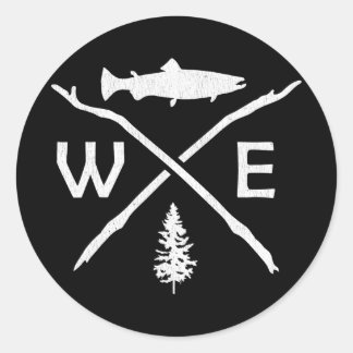 Sticker Rond Salmon Fishing Compass Forest King Salmon