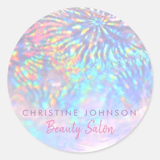 Sticker Rond Salon de beauté à effet holographique Faux (Devant)