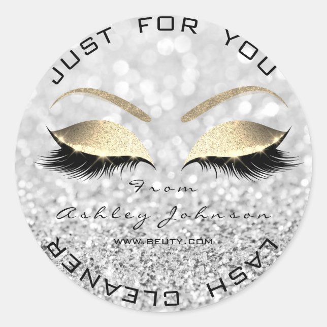 Sticker Rond Salon de Beauté Blanche Parties scintillant Gray G (Devant)