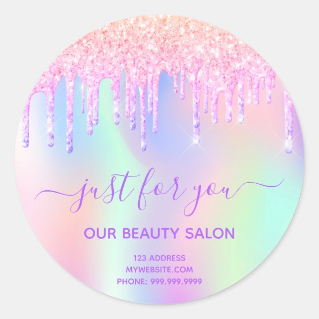 Sticker Rond salon de beauté Merci parties scintillant d'affair (Devant)