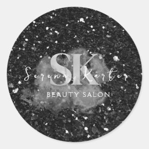Sticker Rond Salon de beauté Parties scintillant d'hiver Noir