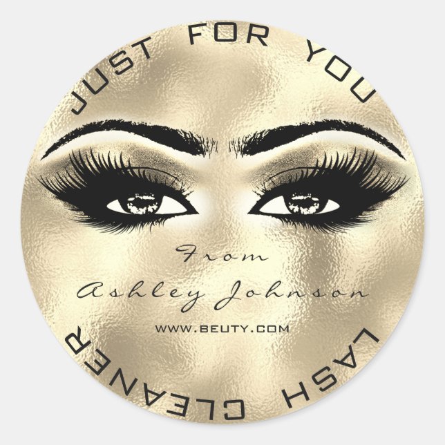 Sticker Rond Salon de beauté Parties scintillant Gold Lash Clea (Devant)