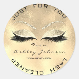 Sticker Rond Salon de beauté Parties scintillant Gold Lash Clea