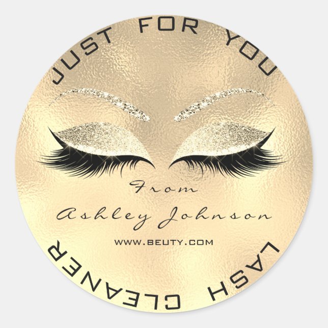 Sticker Rond Salon de beauté Parties scintillant Gold Lash Clea (Devant)