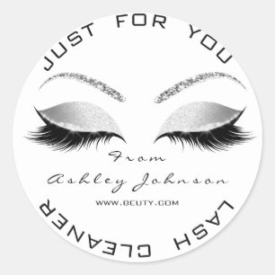 Sticker Rond Salon de beauté Parties scintillant gris noir Whi