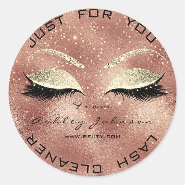 Sticker Rond Salon de beauté Parties scintillant Rose de verre  (Devant)