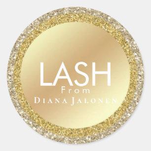Sticker Rond Salon de beauté Parties scintillant rose Lash Méta