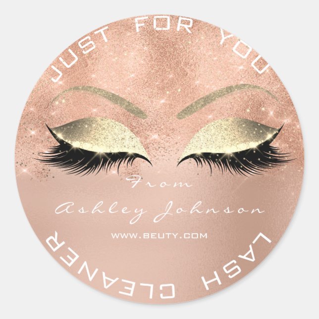 Sticker Rond Salon de beauté Parties scintillant Rose Rose Gold (Devant)