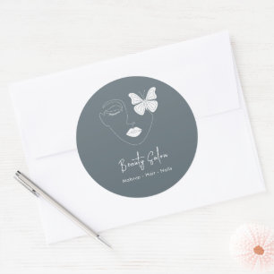 Sticker Rond Salon de beauté professionnel minimaliste Marine t