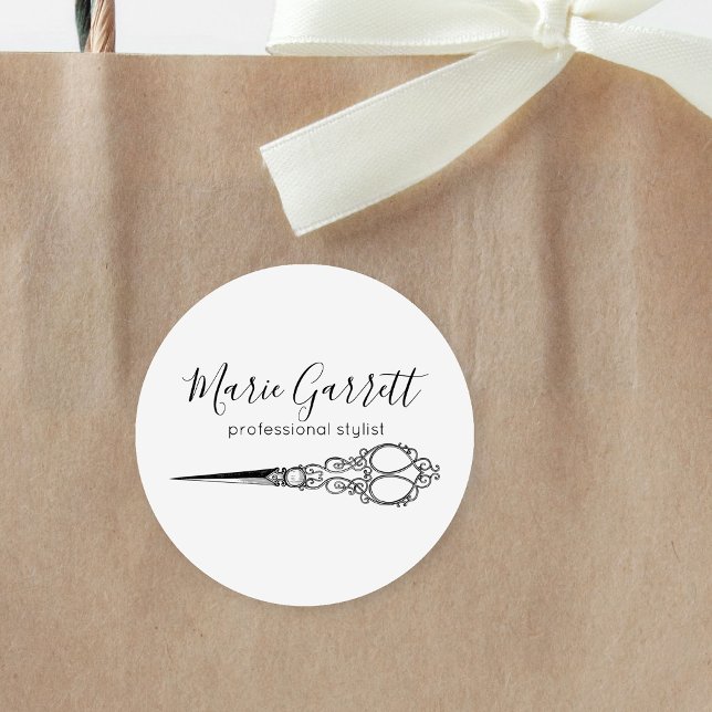 Sticker Rond Salon de ciseaux vintages (Créateur téléchargé)