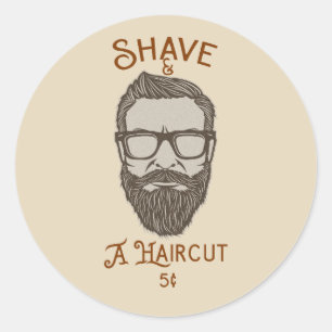 Sticker Rond Salon de coiffeur rétro graphique de type Shave & 