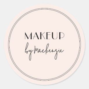 Sticker Rond Salon de Maquillage Rose Pâle Noir