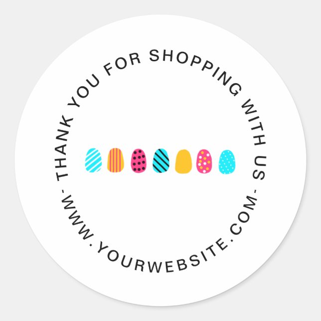 Sticker Rond Salon de ongles Turquoise rose Fille moderne (Devant)