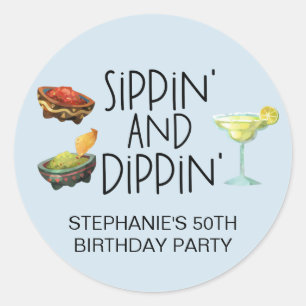 Sticker Rond Salsa de Guacamole de Sippin et de Dippin