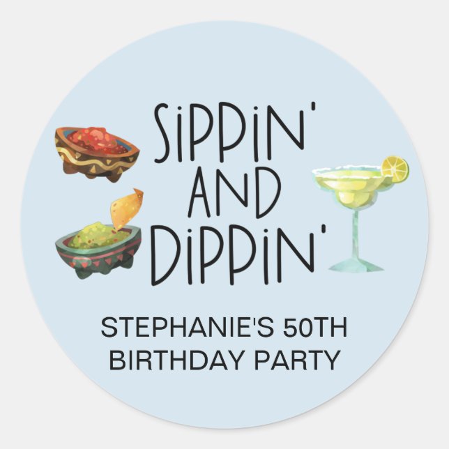 Sticker Rond Salsa de Guacamole de Sippin et de Dippin (Devant)