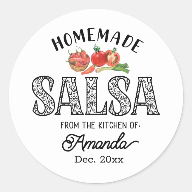 Sticker Rond Salsa fait maison de la cuisine de Nom Couverture  (Devant)