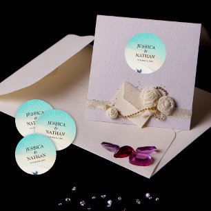 Sticker Rond Salty Kisses I Turquoise I Sandy Beach Wedding