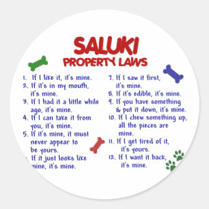 Sticker Rond SALUKI, lois sur la propriété 2