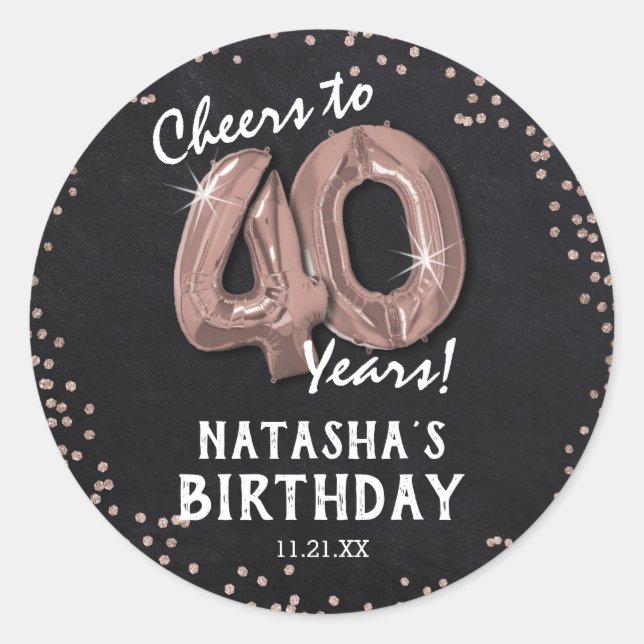 Sticker Rond Salut à 40 ans ! Anniversaire 40 ans (Devant)