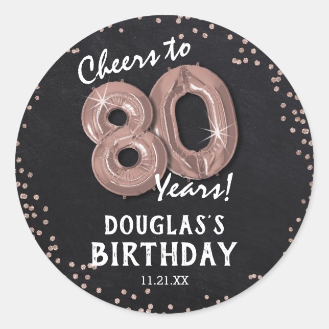 Sticker Rond Salut à 80 ans ! Anniversaire 80 ans (Devant)