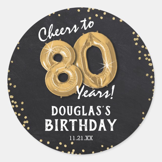 Sticker Rond Salut à 80 ans ! Anniversaire 80 ans (Devant)
